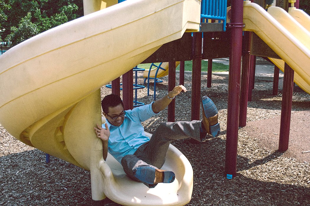 Stylishly sliding down Stylishly sliding down